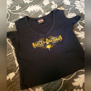 Harley Davidson cold shoulder tshirt crop